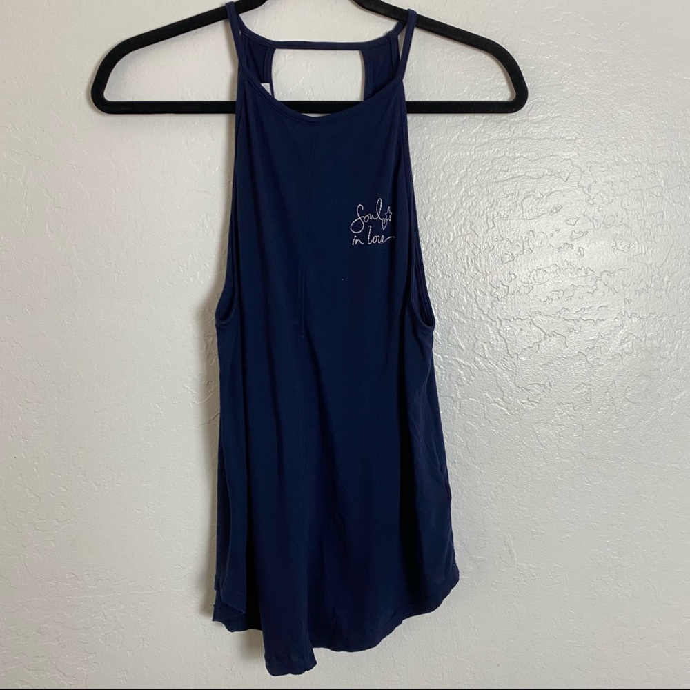 Soulcycle Soul in Love Navy High Neck Tank M NWT